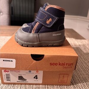 See Kai Run Navy and Gray Kids Insulated Boot